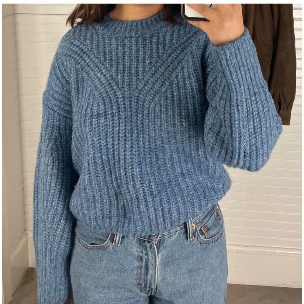 Abercrombie & Fitch Sweater Women’s Size XS Cable Chunky Knit Blue High Neck